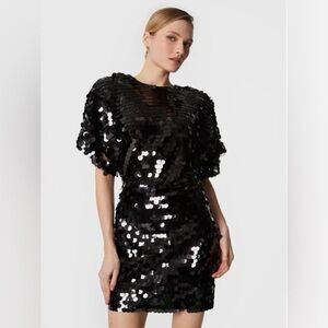 - 🎀 NWOT ROTATE mini black short sleeve sequin dress 6